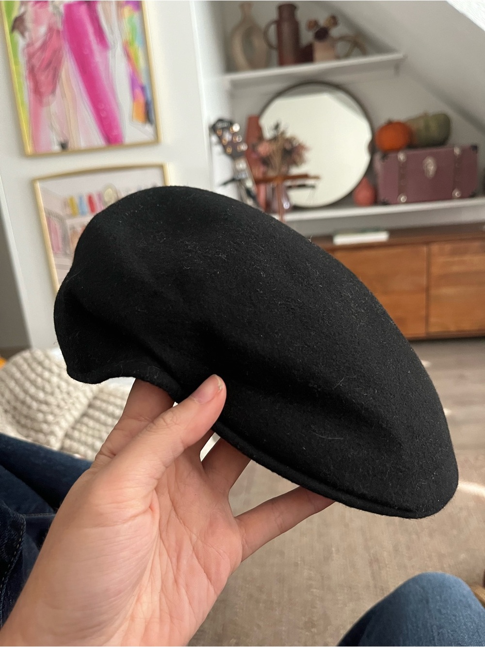 Stetson 100 percent wool black newsboy cap